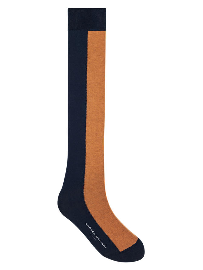 CALZINI LUNGHI VERTICAL COLOR BLU & RUGGINE | Acquista Online Andrea Mariani Firenze